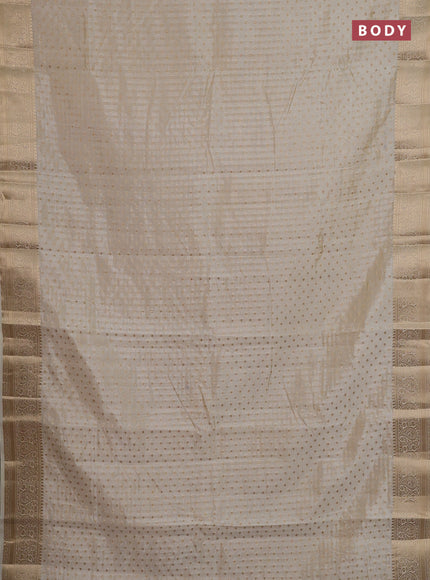 Semi raw silk saree cream with allover zari woven 1000 buttas and zari woven border