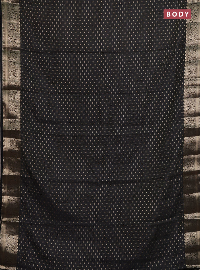 Semi raw silk saree black with allover zari woven 1000 buttas and zari woven border