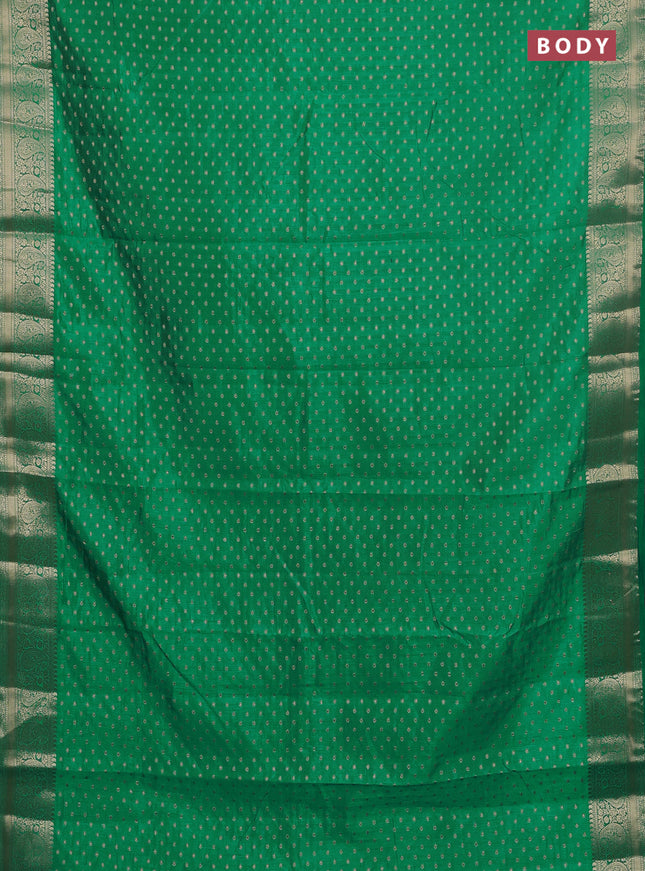 Semi raw silk saree teal green with allover zari woven 1000 buttas and zari woven border