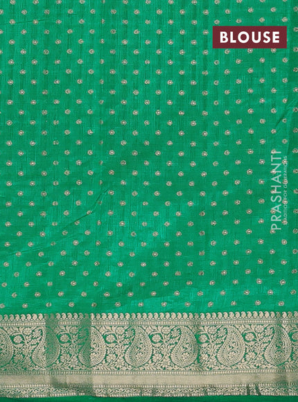 Semi raw silk saree teal green with allover zari woven 1000 buttas and zari woven border