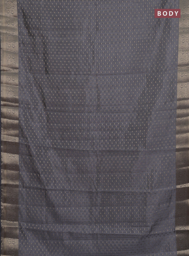 Semi raw silk saree grey with allover zari woven 1000 buttas and zari woven border