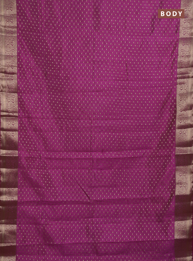 Semi raw silk saree rani pink with allover zari woven 1000 buttas and zari woven border