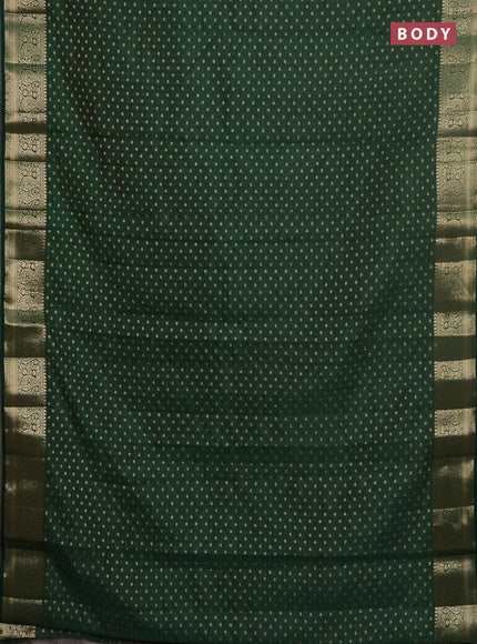 Semi raw silk saree bottle green with allover zari woven 1000 buttas and zari woven border