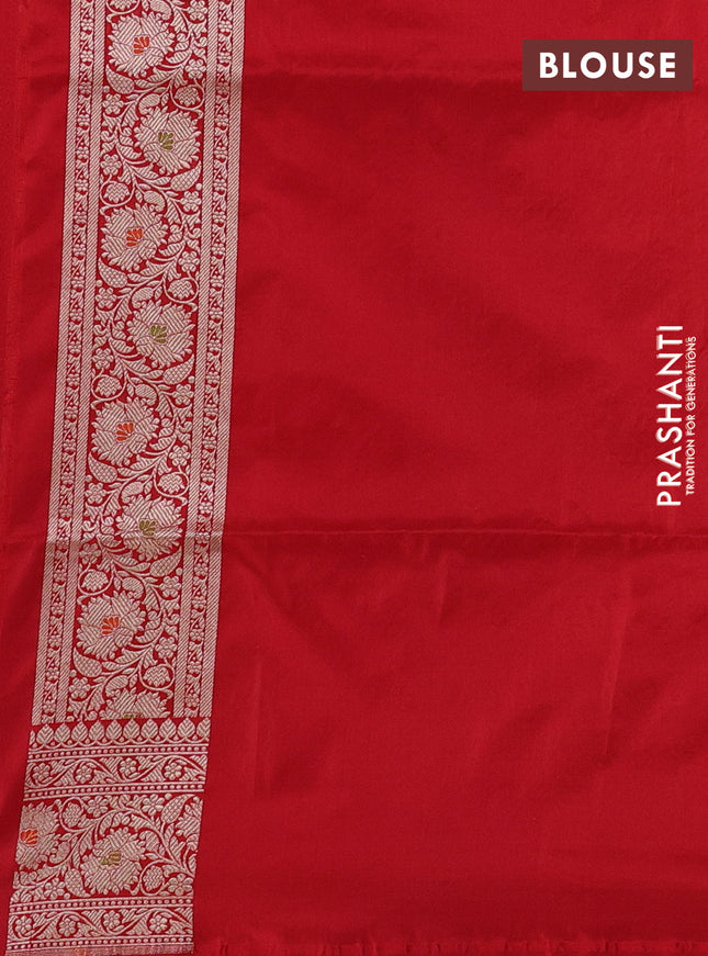 Banarasi uppada silk saree red with allover zari woven brocade weaves and floral zari woven border