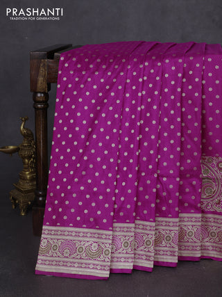Banarasi uppada silk saree magenta pink with allover zari woven butta weaves and zari woven border