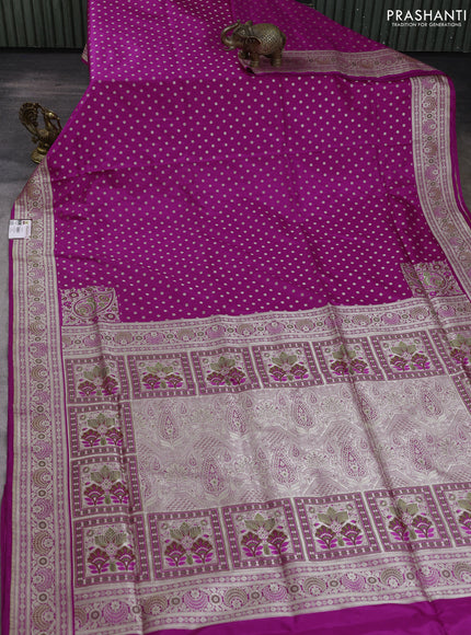 Banarasi uppada silk saree magenta pink with allover zari woven butta weaves and zari woven border