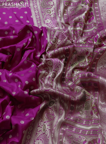 Banarasi uppada silk saree magenta pink with allover zari woven butta weaves and zari woven border