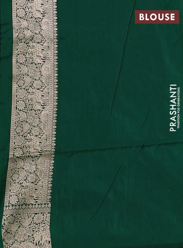 Banarasi uppada silk saree green with allover shikargh weaves and zari woven border