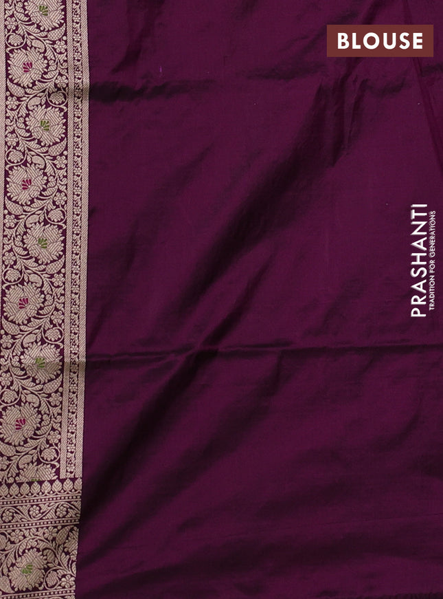Banarasi uppada silk saree purple with allover zari woven brocade weaves and floral zari woven border