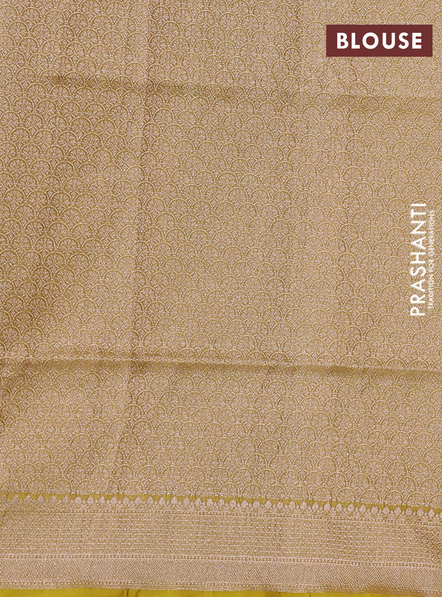 Banarasi uppada silk saree lime yellow with allover thread & zari floral weaves and zari woven border