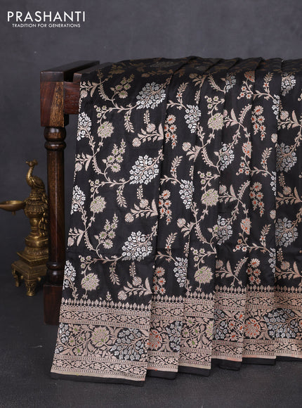 Banarasi uppada silk saree black with allover zari weaves and zari woven border