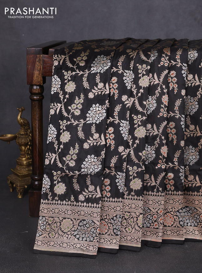 Banarasi uppada silk saree black with allover zari weaves and zari woven border