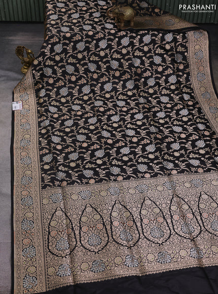 Banarasi uppada silk saree black with allover zari weaves and zari woven border