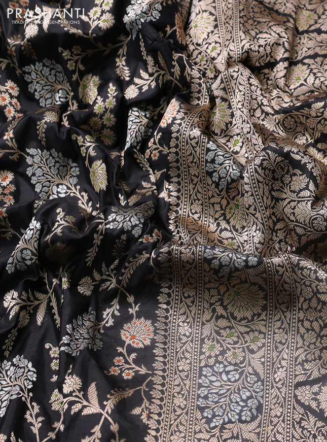 Banarasi uppada silk saree black with allover zari weaves and zari woven border