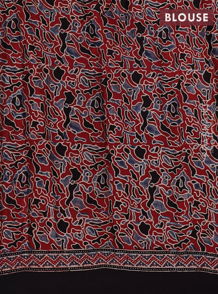 Modal silk saree maroon and coffee brown with allover ajrakh prints and printed border