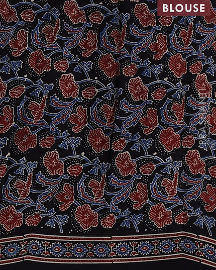 Modal silk saree black with allover ajrakh prints and printed border