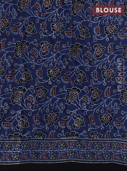 Modal silk saree indigo blue and black with allover ajrakh butta prints and printed border
