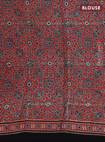 Modal silk saree maroon and black with allover ajrakh prints and printed border