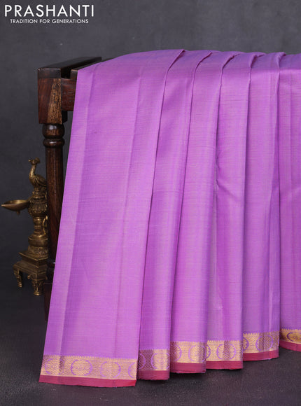 Pure kanchipuram silk saree lavender and maroon with allover vairosi pattern and zari woven border