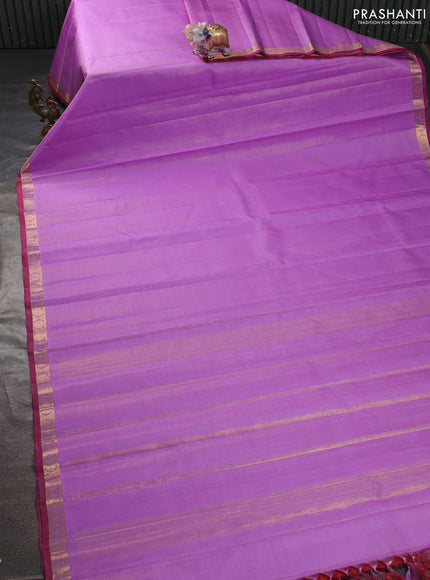 Pure kanchipuram silk saree lavender and maroon with allover vairosi pattern and zari woven border