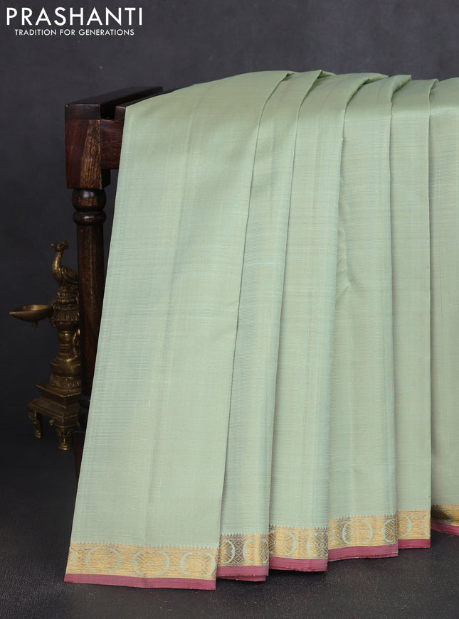 Pure kanchipuram silk saree pista green and maroon with allover vairosi pattern and zari woven border