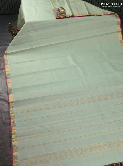 Pure kanchipuram silk saree pista green and maroon with allover vairosi pattern and zari woven border