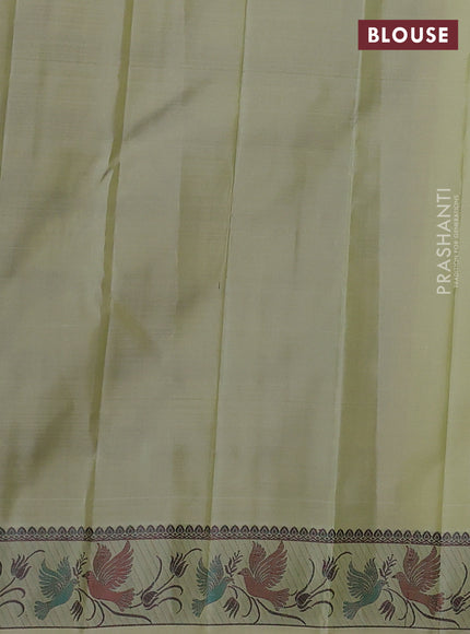 Pure kanchipuram silk saree pista green with thread woven buttas and thread woven border