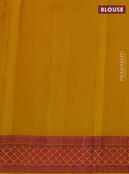 Pure kanchipuram silk saree yellow with thread woven buttas and thread woven border