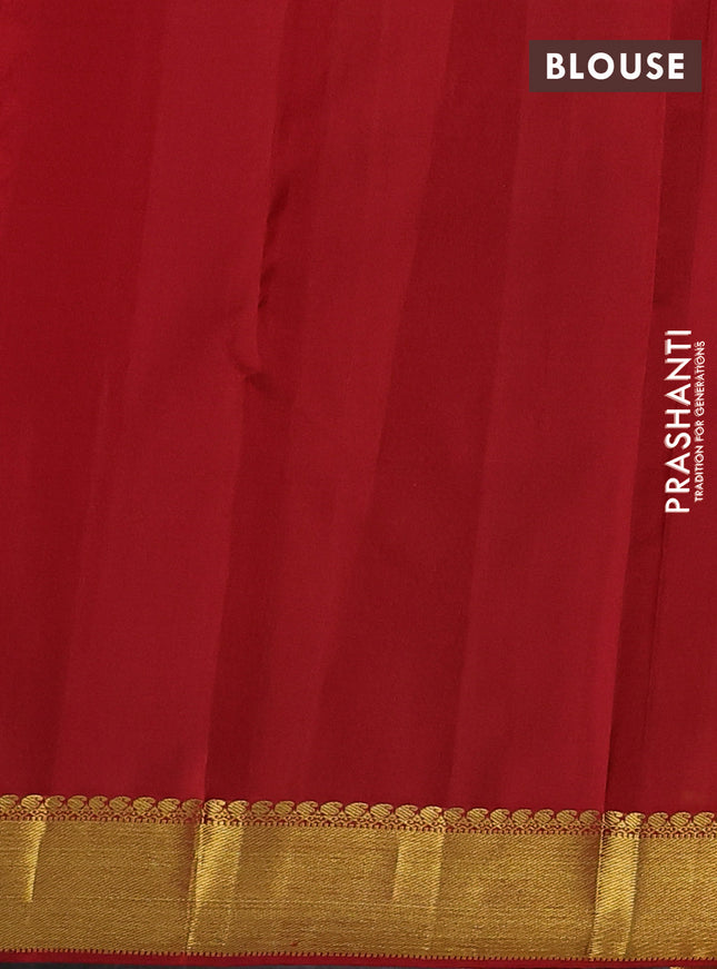 Pure kanchipuram silk saree red with zari woven buttas and rich zari woven border