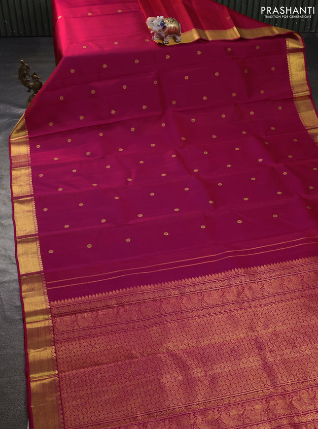 Pure kanchipuram silk saree pink with zari woven buttas and rich zari woven border