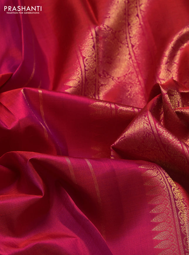 Pure kanchipuram silk saree pink with zari woven buttas and rich zari woven border