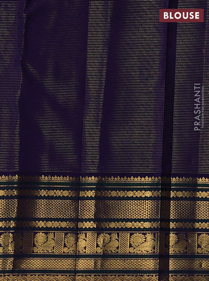 Pure kanchipuram silk saree teal blue and violet with allover vairosi pattern and rich zari woven border