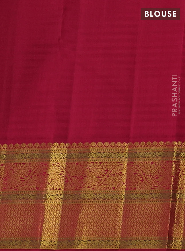 Pure kanchipuram silk saree cream and dark pink with zari woven buttas and rich zari woven korvai border