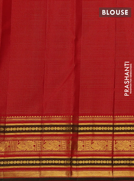 Pure kanchipuram silk saree lime yellow and red with allover vairosi pattern & zari buttas and zari woven korvai border