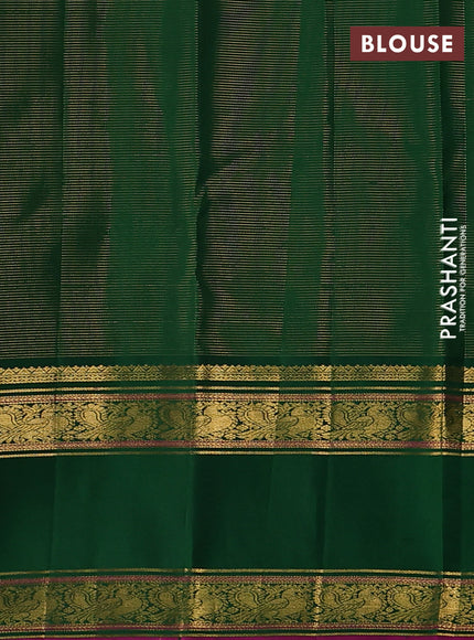 Pure kanchipuram silk saree light blue and green with allover vairosi pattern & zari buttas and rettapet zari woven korvai border