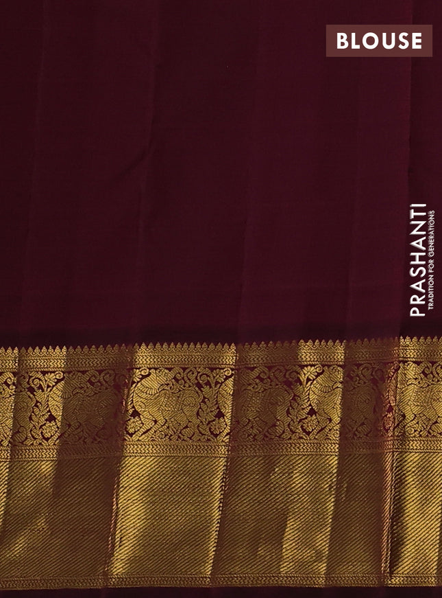 Pure kanchipuram silk saree lavender and maroon with zari woven buttas and rich zari woven border