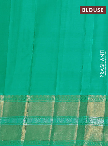 Pure kanchipuram silk saree jamun shade and teal green shade with allover silver & gold zari checks buttas and rich zari woven border