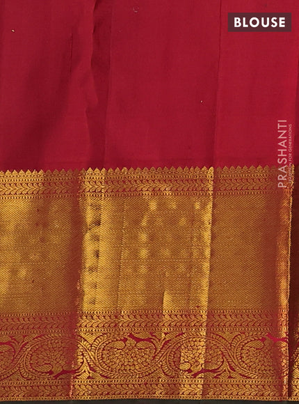 Pure kanchipuram silk saree yellow and red with thread & zari woven buttas and long rich zari woven border