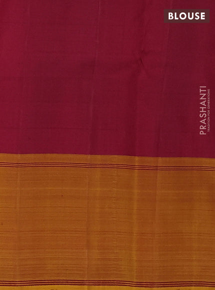 Pure kanchipuram silk saree bottle green with allover checked patterm and ganga jamuna border