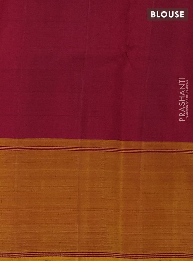 Pure kanchipuram silk saree bottle green with allover checked patterm and ganga jamuna border