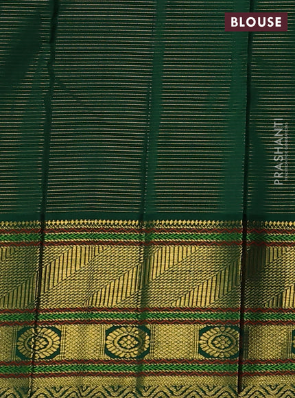 Pure kanchipuram silk saree red and green with allover vairosi pattern & buttas and rich zari woven border