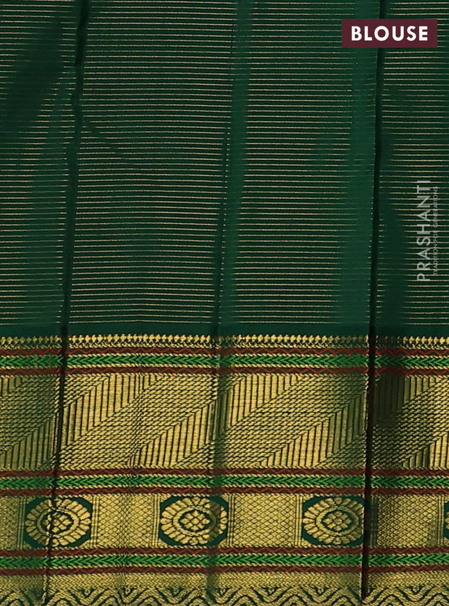 Pure kanchipuram silk saree red and green with allover vairosi pattern & buttas and rich zari woven border