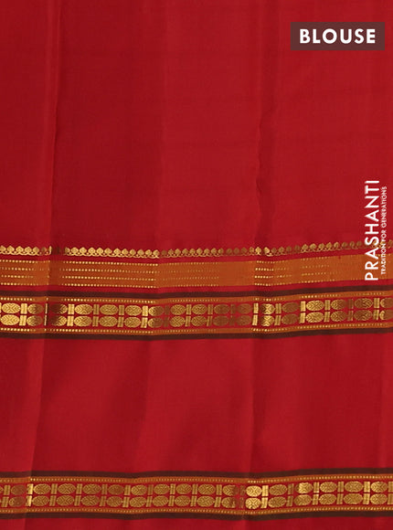 Pure kanchipuram silk saree teal blue and red with allover zari woven checked pattern and long rettapet zari woven border
