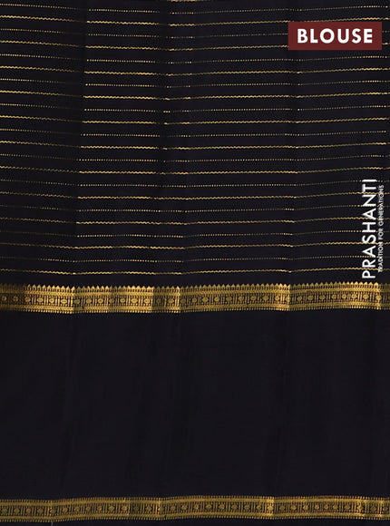 Pure kanchipuram silk saree violet magenta pink and black with allover zari stripe pattern and long rettapet zari woven border