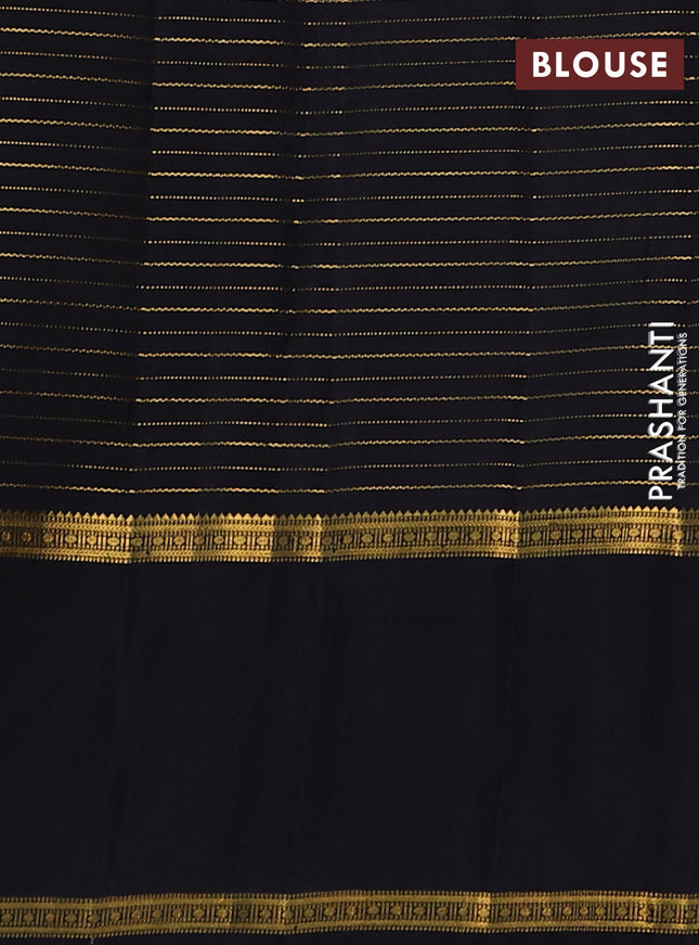 Pure kanchipuram silk saree violet magenta pink and black with allover zari stripe pattern and long rettapet zari woven border