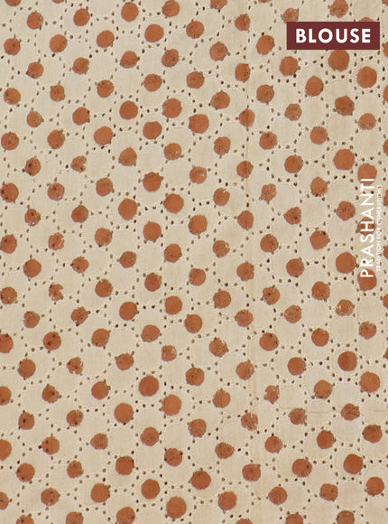 Semi chanderi saree rust shade and beige with plain body and zari woven border