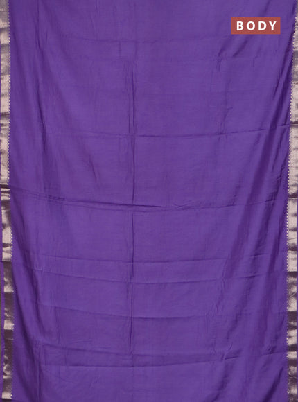 Semi chanderi saree lavender and beige with plain body and zari woven border