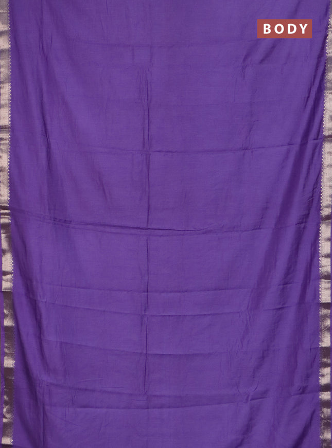 Semi chanderi saree lavender and beige with plain body and zari woven border