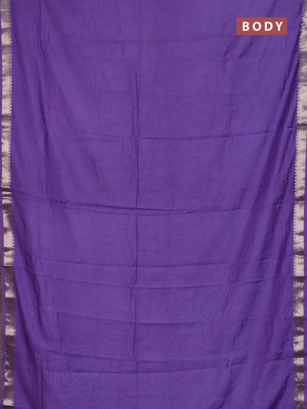 Semi chanderi saree lavender and beige with plain body and zari woven border