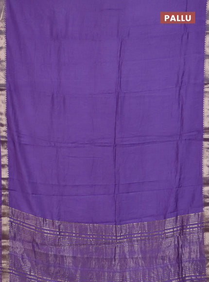 Semi chanderi saree lavender and beige with plain body and zari woven border